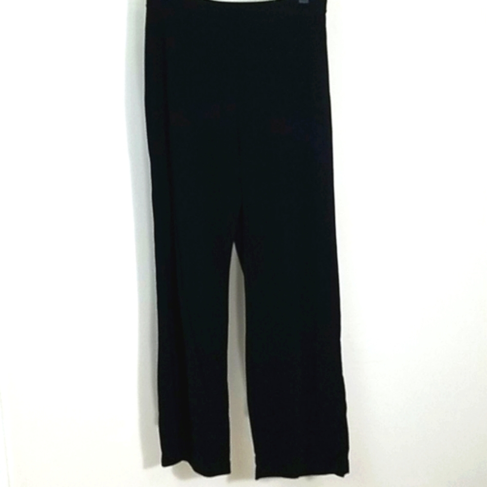 Pants Black high waist wide leg pull on stretch 27" Inseam Wardrobe Staple Comfy